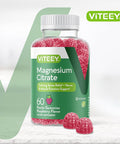 Magnesium Citrate Gummies For Adults & Teens - 66Mg, Supports Calm Mood, Optimal Relaxation, Muscle Function - Vegetarian, Gelatin Free, Gmo - Tasty Chewable Raspberry Flavored Gummy
