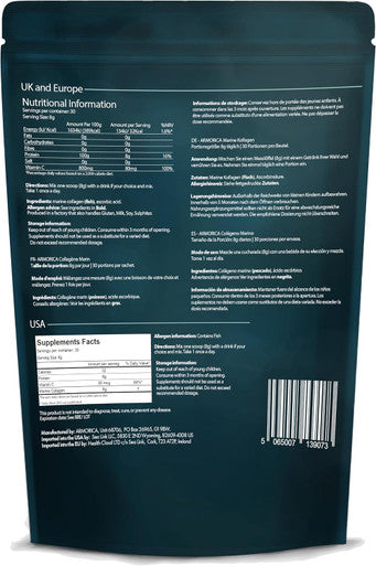 Wild Marine Collagen with Vitamin C | Sustainably Produced from Wild Fish in The North Atlantic | 30 Servings - (Unflavoured Powder, 240g)