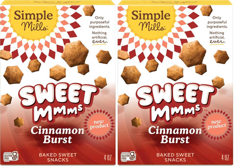 Simple Mills Cinnamon Burst Sweet Mmms Baked Sweet Snacks, Bite-Sized Gluten Free Cinnamon Snacks Sweetened with Coconut Sugar, Light and Airy Crispy Texture, 1 Pack, 4 oz