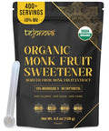 Organic Monk Fruit Powder, Pure Monk Fruit Sweetener No Erythritol, Monkfruit Sweetener Pure Goodness, Monk Fruit Sugar Susbtitute, Monk Fruit Extract Powder, 4.5oz 413 servings.