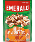 Emerald Salted Deluxe Mixed Nuts (1-Pack) | 5oz Resealable Bulk Bag | Cashews, Almonds, Walnuts, Brazil Nuts, Pecans | Plant-Based Protein | No Artificial Flavors, Preservatives, or Synthetic Colors