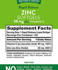 Zinc with Vitamin C | 50mg | 120 Softgels | Non-GMO & Gluten Supplement | by Natures Truth