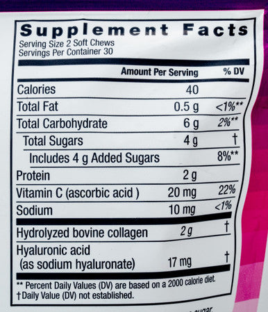 Neocell Beauty Bursts Gourmet Collagen Soft Chews Super Fruit Punch 30 Soft Chews