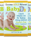Baby Vitamin D3 By California Gold Nutrition - Liquid D3 Supplement For Babies, Vegetarian Friendly - Developmental Support - Alcohol & Gluten Free, Non-Gmo - 10 Mcg (400 Iu) - 0.34 Fl Oz (10 Ml), 3