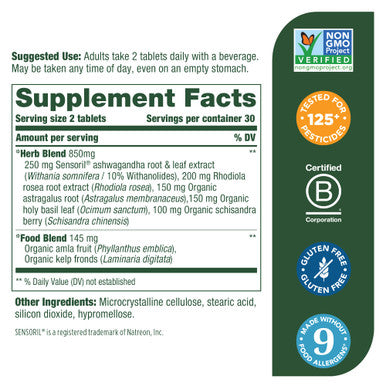 MegaFood Stress Protect With Ashwagandha & Herb Blend -Supports Healthy Stress Response - Rhodiola Root Vegetarian Non-Gmo Gluten-Free - Made Without 9 Food Allergens - 60 Tabs (30 Servings)