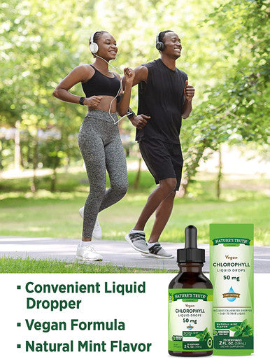 Vegan Chlorophyll Liquid Drops | 50mg | 2 Fl Oz | Non-GMO & Gluten Supplement | Plant-Based Support | Natural Mint Flavor | by Nature's Truth