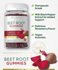 Carlyle Beet Root Gummies | 60 Count | Vegan Strawberry Flavored Chewable Supplement | Non-GMO Gluten