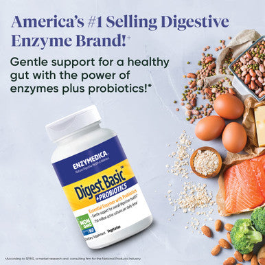 Enzymedica, Digest Basic + Probiotics, Gentle Enzymes For Digestive Health, Breaks Down Carbs, Fats And Proteins With Protease, A