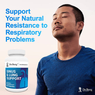 Dr. Berg's Sinus & Lung Support Supplement - Healthy Respiratory System, Sinus Relief and Lung Cleanse Formula with Lymphatic and Thymus Powders - Normal Sinus and Lung Function - 60 Capsules