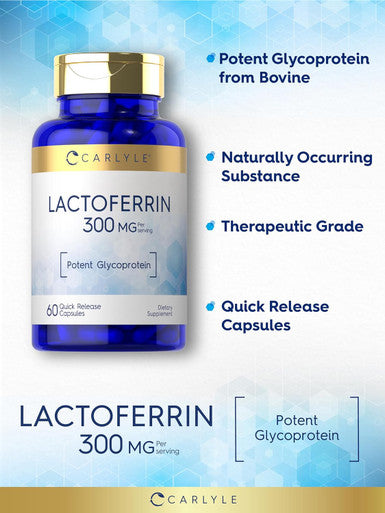 Carlyle Lactoferrin Supplement | 300mg | 60 Capsules | Non-GMO and Gluten