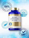 Bone Strength Algae Supplement | 250 Vegan Caplets | Plant-Based Calcium with Vitamin K2, D3, Magnesium | Non-GMO, & Gluten Free | by Carlyle