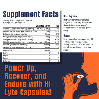 Hi-Lyte Electrolyte Replacement Capsules | Rapid Rehydration Supplement | Vegan, Vegetarian, Keto Friendly | Gentle On Stomach | Magnesium, Potassium, Sodium & Zinc + | 100 Capsules