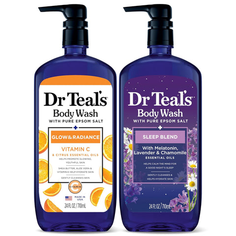Dr Teal's Body Wash with Pure Epsom Salt, Cannabis Sativa Hemp Seed Oil, 24 fl oz (Pack of 2)