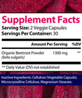 Built Nature Beetroot Supplement Capsules For Nitric Oxide Booster - Rich In Nitrates - Organic Beet Root For Natural Energy & Peformance - 60 Capsules