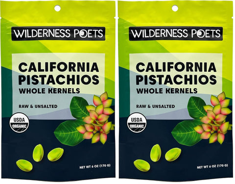 Wilderness Poets, Organic, Whole, Raw Pistachios - Grown in California, Fresh, Bright Green, Unsalted, Unroasted, Bulk Size (32 Ounce - 2 Pound)