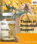 Wild & Organic Mullein Gummies Daily Dietary Supplement for Respiratory Digestive Support and Immune Booster Vegan Non GMO Verbascum Thapsus Herbal Extract 2000mg 60 Chews