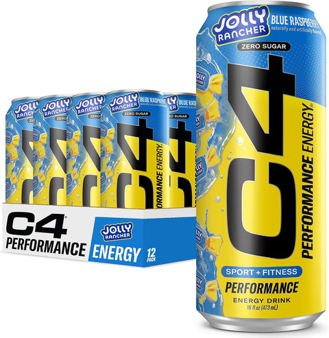 Cellucor C4 Performance Energy Drink | Strawberry Blast | Zero Sugar Carbonated Preworkout Energy | 200mg Caffeine with Beta Alanine | 16 Fl Oz (12 Pack)