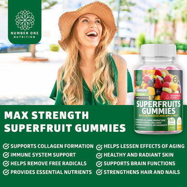 N1N Premium Superfruit Gummies13 Potent Ingredients and 10 in 1 Immune Support Booster 10 Potent Ingredients to Support Collagen Production and Boost Immunity 2 Pack Bundle.