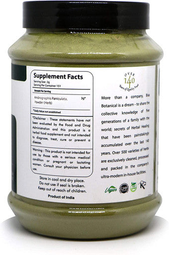 Andrographis Powder 454g 16Oz Andrographis Paniculata Bitter Herb Kalmegh Natural Liver Tonic Herbal Supplement Ayurvedic herb for Digest toxins Bixa Botanical