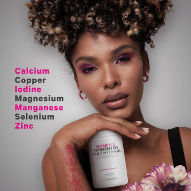 Codeage Women s Daily Multivitamin 25+ Vitamins & Minerals Fermented Organic Whole Foods Probiotics Supplement - Vitamin A Vitamin B Vitamins C D E & K Omega 3 Zinc Vegan - 120 Capsules