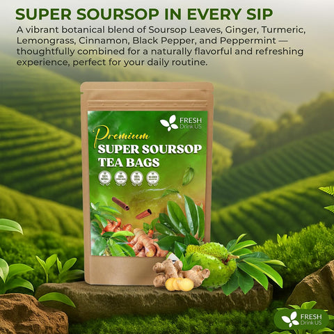 FreshDrinkUS, Premium 50 Mulberry Leaf Tea Bags, 100% Natural & Pure from Mulberry Leaves. Herbal Tea. Made with Natural Material Tea Bags. No Sugar, No Caffeine, No Gluten, Vegan.