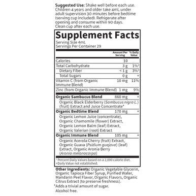 Garden of Life Organics Elderberry Immune Support For Kids With Zinc Vitamin C - Kids Elderberry & Sleep Immune Syrup Liquid Bedtime Herbs For Children No Alcohol No Added Sugar 3.92 Fl Oz