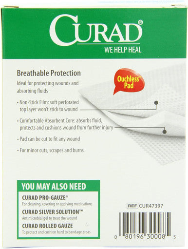 Curad Non-Stick Pads 3 Inches X 4 Inches 10 Count