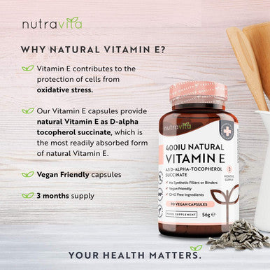 Vitamin E 400Iu D Alpha Tocopherol 100% Natural Vitamin E 90 Vegan Capsules Highly Absorbable 3 Month Supply Protects Cells From Oxidative Stress Made In The Uk By Nutravita