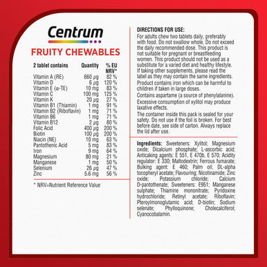 Centrum Fruity Chewables Tablets, chewy vitamins for adults 30 ct