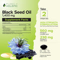 Purely Holistic Black Seed Oil Capsules 1400Mg, 180 Softgels, 3 Month Supply - Cold Pressed Nigella Sativa, Rich In Omega 6, 9 & Tq, Black Cumin Seed Oil, Immune Support, Joints And Digestion