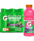 Gatorade Lower Sugar Electrolyte Sports Drink Rain Berry 12 fl oz Bottles (12 Pack) 75% Less Sugar No Artificial Flavors No Artificial Sweeteners No Artificial Colors Hydration