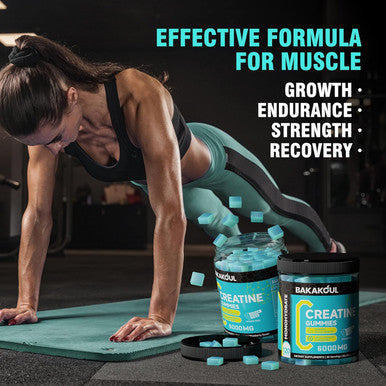 Creatine Monohydrate Gummies 5G For Men & Women - 120 Sugar Gummies With Magnesium Glycinate, L-Threonate, L-Taurine + Vitamin B12 For Muscle Support, Energy Boost, (Blueberry Flavor)