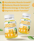Creatine Monohydrate Gummies 5000Mg For Men & Women, Chewables Creatine Monohydrate For Muscle Strength, Muscle Builder, Energy Boost, Pre-Workout Supplement(90 Count)-Pineapple