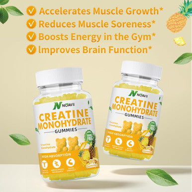 Creatine Monohydrate Gummies 5000Mg For Men & Women, Chewables Creatine Monohydrate For Muscle Strength, Muscle Builder, Energy Boost, Pre-Workout Supplement(90 Count)-Pineapple