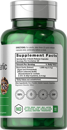 Aged Black Garlic Capsules 1500mg | 60 Count | Fermented Extract Supplement | Non-GMO, Gluten Free | by Horbaach