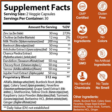 Liver Cleanse Detox & Repair - Milk Thistle Herbal Liver Support Supplement With Milk Thistle Dandelion Root & Zinc, Artichoke Extract For Liver Health, Active Liver Supplement, Liver Detox Pills 60
