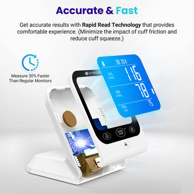 Etekcity Bluetooth Blood Pressure Monitor, FSA-HSA Eligible, Smart Upper Arm Automatic BP Machine with App, Wide Cuff 8.6"-16.5", Irregular Heartbeat Detection,Home Medical Diagnostic Kit Wearables
