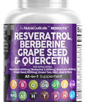 Resveratrol 6000mg Berberine 3000mg Grape Seed Extract 3000mg Quercetin 4000mg Green Tea Extract - Polyphenol Supplement for Women and Men with N-Acetyl Cysteine, Acai Extract - 60 Caps