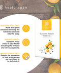Healthspan Vitamin C Sustained Release 500mg (3 Months' Supply) | to Support Your Immune and Nervous Systems | Added zinc to Support Cognitive Function | Vegan