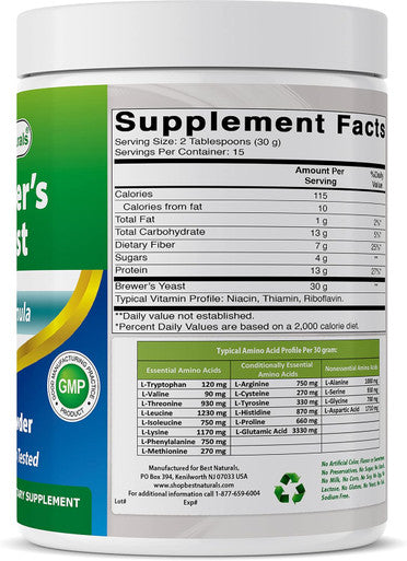 Best Naturals 2 Pack 100% Pure Brewers Yeast Powder - 16 oz - Supports for Increased Breast Milk Supply During Breastfeeding Lactation Digestive Health