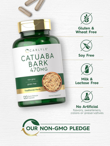Carlyle Catuaba Bark Extract | 470mg | 120 Capsules | for Men and Women | Non GMO and Gluten