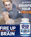 Premium Brain Function Supplement Memory Focus Clarity Nootropic Booster with DMAE Bacopa Monnieri LGlutamine Multi Vitamins Multi Minerals Arazo Nutrition