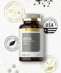 Iron Ferrous Sulfate 65 Mg | 400 Tablets | Non-Gmo, Gluten Free, And Vegetarian Supplement | High Potency | By Carlyle