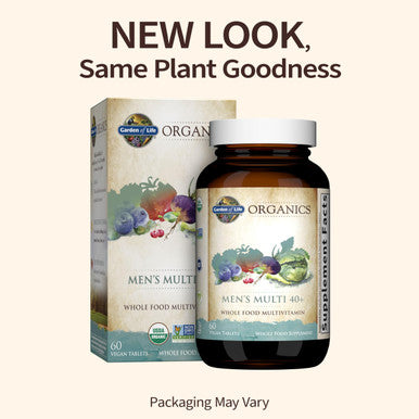 Garden of Life Organics Whole Food Multivitamin For Men 40+ 60 Tablets Vegan Mens Multi For Health Well-Being Certified Organic Whole Food Vitamins Minerals For Men Over 40 Mens Vitamins