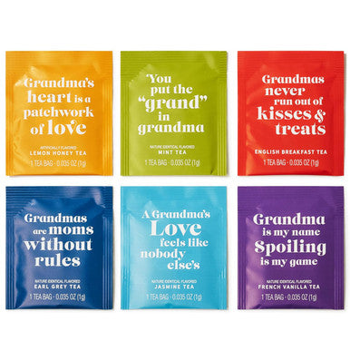 Thoughtfully Gourmet Love You Grandma Tea Set Tea Sampler Includes 6 Flavors of Tea with Inspirational Quotes Great Grandma s Set of 90