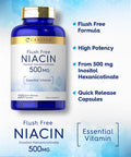 Carlyle Niacin Flush Free 500Mg | 220 Capsules | Non-Gmo And Gluten Free Essential Vitamin