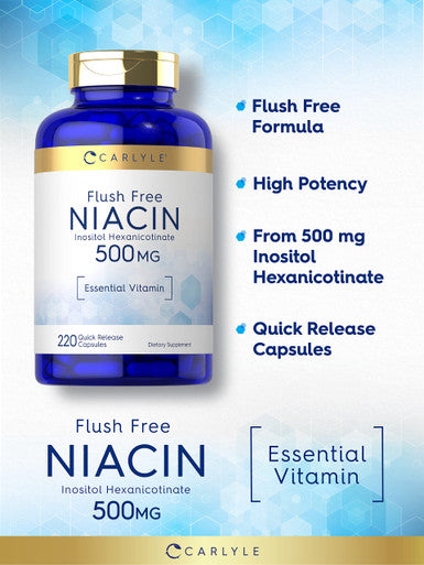 Carlyle Niacin Flush Free 500Mg | 220 Capsules | Non-Gmo And Gluten Free Essential Vitamin