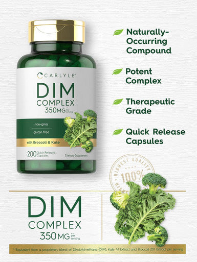 Carlyle DIM Supplement | 350mg | 200 Count | Vegetarian Non-GMO & Gluten Complex