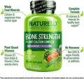 NATURELO Bone Strength - Plant-Based Calcium, Magnesium, Potassium, Vitamin D3, VIT C, K2 - GMO, Soy, Gluten Free Ingredients - Whole Food Supplement for Bone Health - 120 Vegan Friendly Capsules