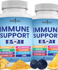 Age 8 In 1 Immune Support Booster Supplement With Echinacea, Vitamin C And Zinc 50Mg, Vitamin D 5000 Iu, Turmeric Curcumin & Ginger, B6, Elderberry 120 Count (Pack Of 2)